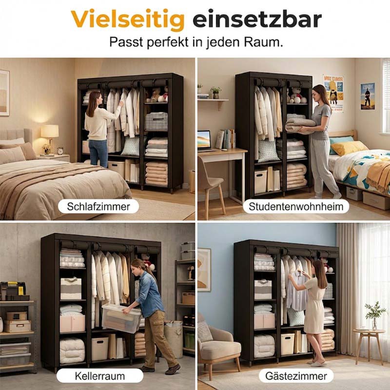 👔Einfach zu montierender Kleiderschrank aus Vliesstoff