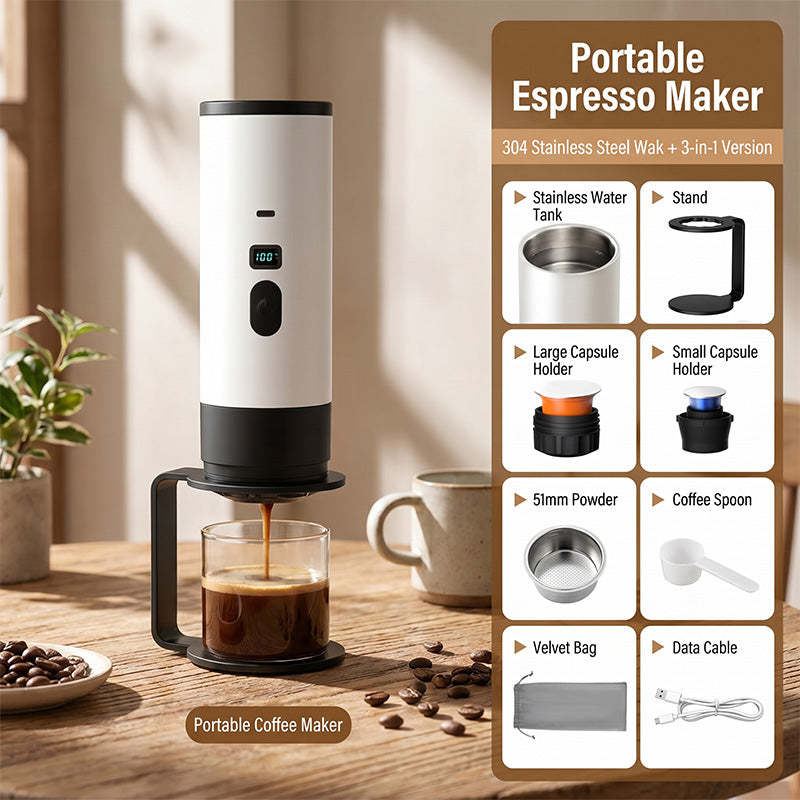 ☕🚗 70% RABATT! Tragbare Espressomaschine für Reisen – Kompakt, akkubetrieben & perfekt für frischen Kaffee unterwegs, im Auto oder Zelt ⛺✨