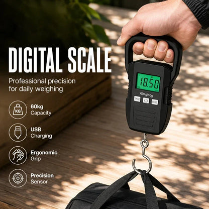 🧳Digitale Kofferwaage wiederaufladbar – Elektronische Gepäck-Hängewaage für Reisen & Urlaub