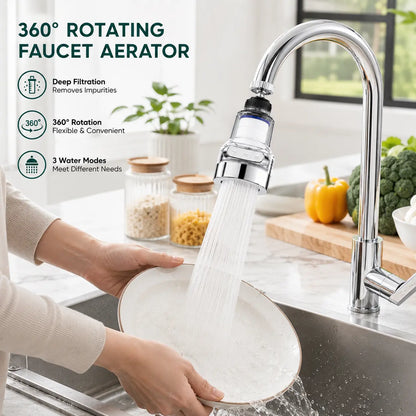 🚿✨50% RABATT!💧 3-Gang Wasserhahnfilter mit Spritzschutz & Universalgelenk, passend für alle Standardhähne🚰