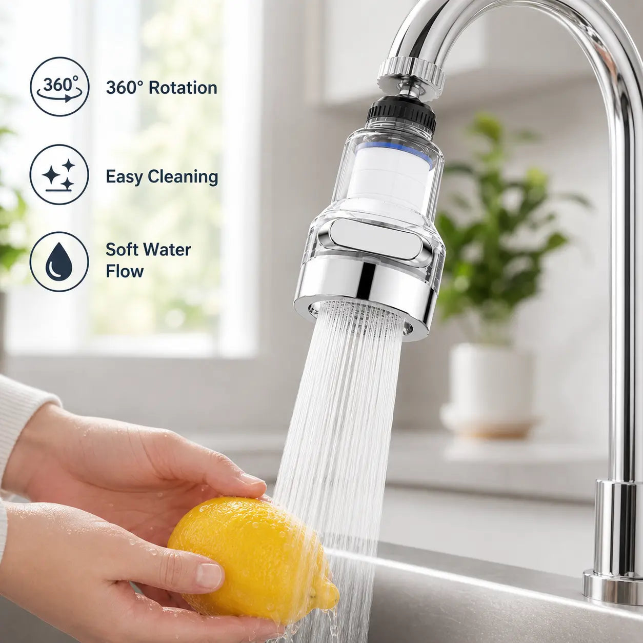 🚿✨50% RABATT!💧 3-Gang Wasserhahnfilter mit Spritzschutz & Universalgelenk, passend für alle Standardhähne🚰