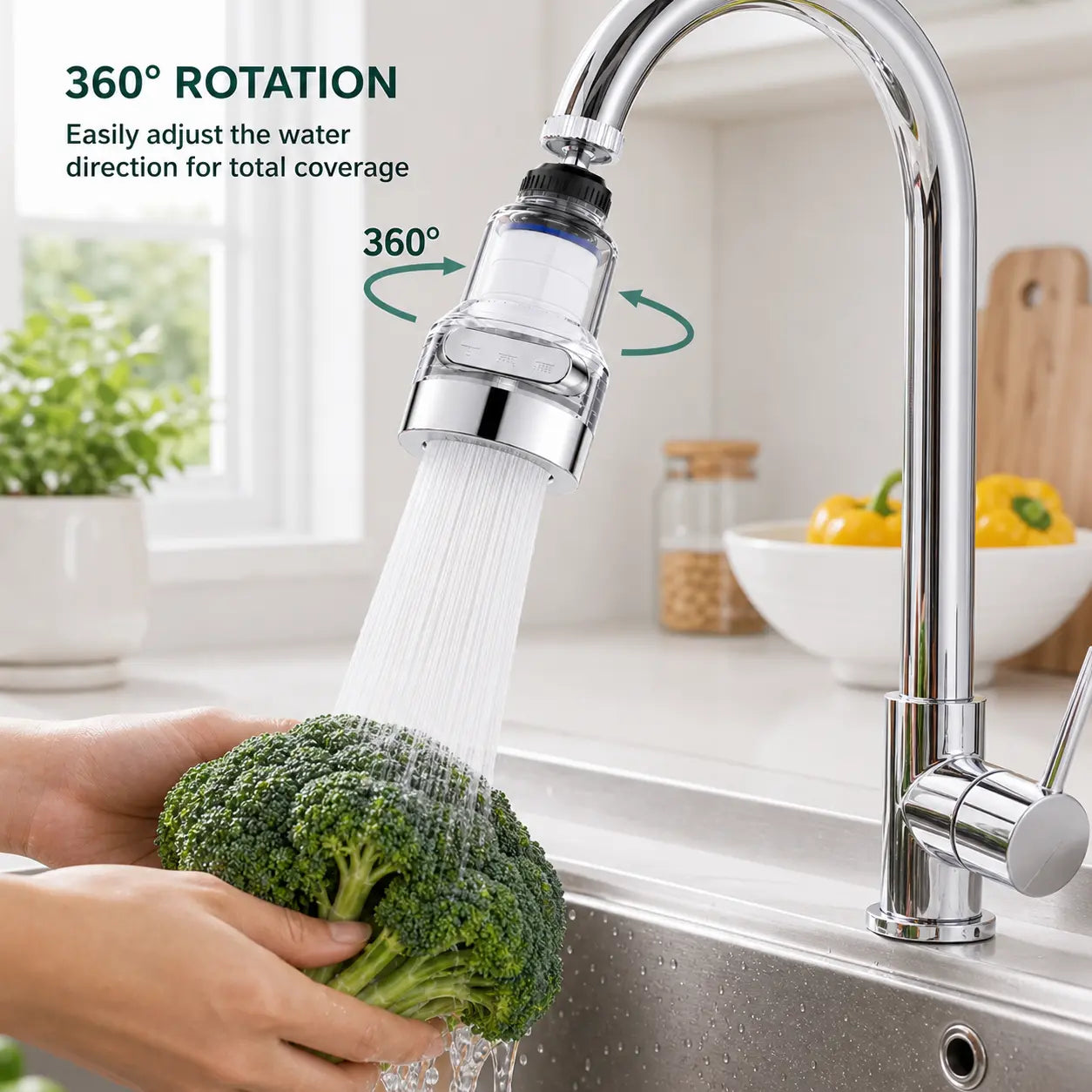 🚿✨50% RABATT!💧 3-Gang Wasserhahnfilter mit Spritzschutz & Universalgelenk, passend für alle Standardhähne🚰