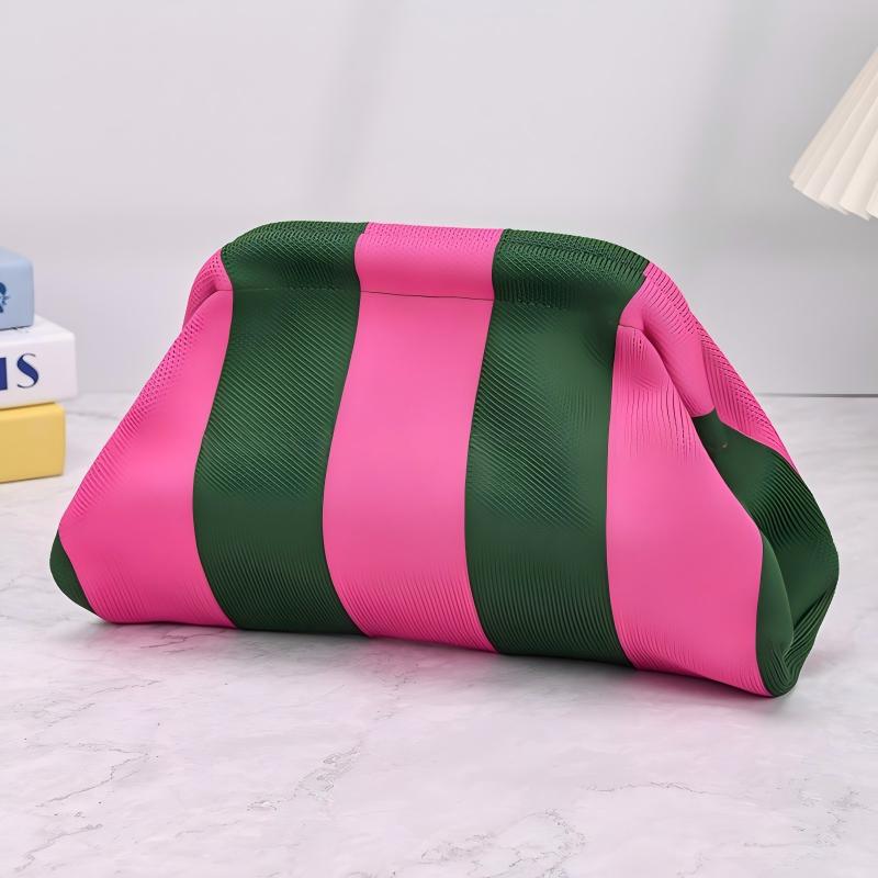 Gestrickte Gestreifte Dumpling-Clutch-Tasche