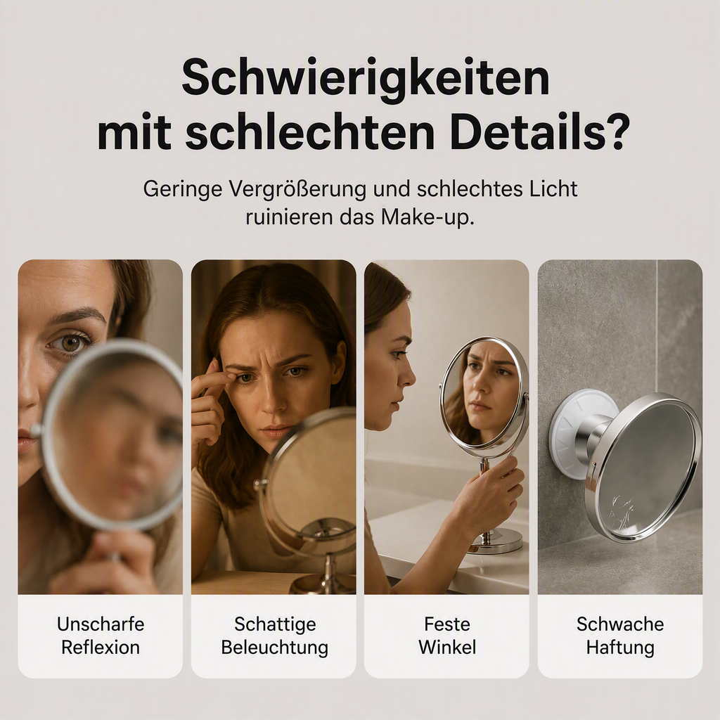 💄✨10-fach vergrößernder Schminkspiegel mit LED-Licht und Saugnapf