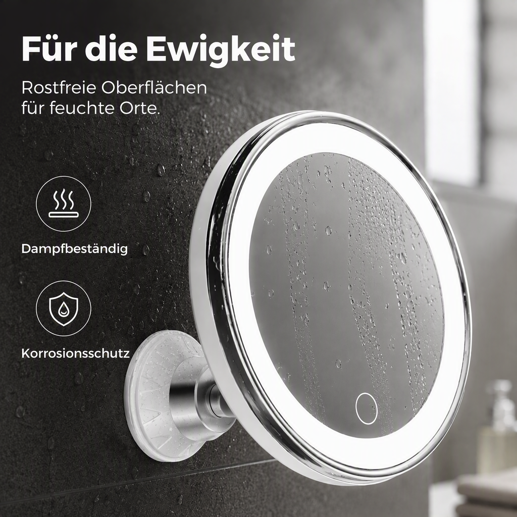 💄✨10-fach vergrößernder Schminkspiegel mit LED-Licht und Saugnapf