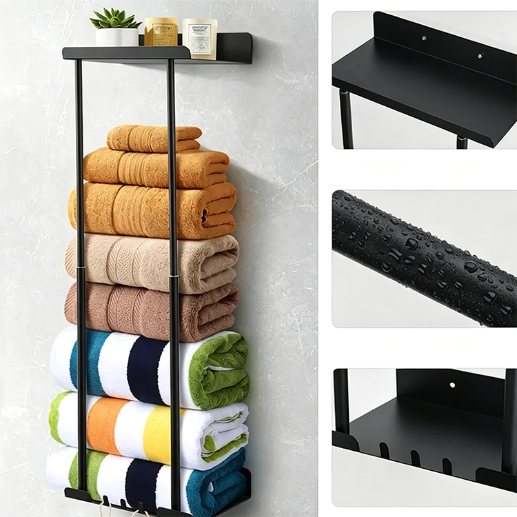 【⏳Limitiertes Angebot – 55 % Rabatt!!】🛁 Ausziehbarer Badezimmer-Handtuchhalter – 38–75 cm höhenverstellbar, Kohlenstoffstahl, bohrerfreie Wandmontage