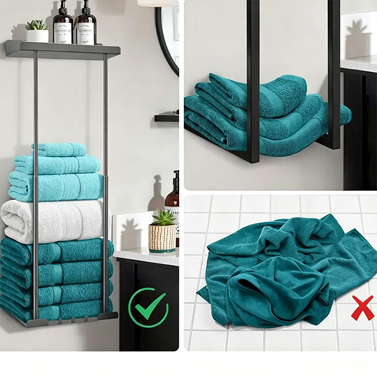 【⏳Limitiertes Angebot – 55 % Rabatt!!】🛁 Ausziehbarer Badezimmer-Handtuchhalter – 38–75 cm höhenverstellbar, Kohlenstoffstahl, bohrerfreie Wandmontage