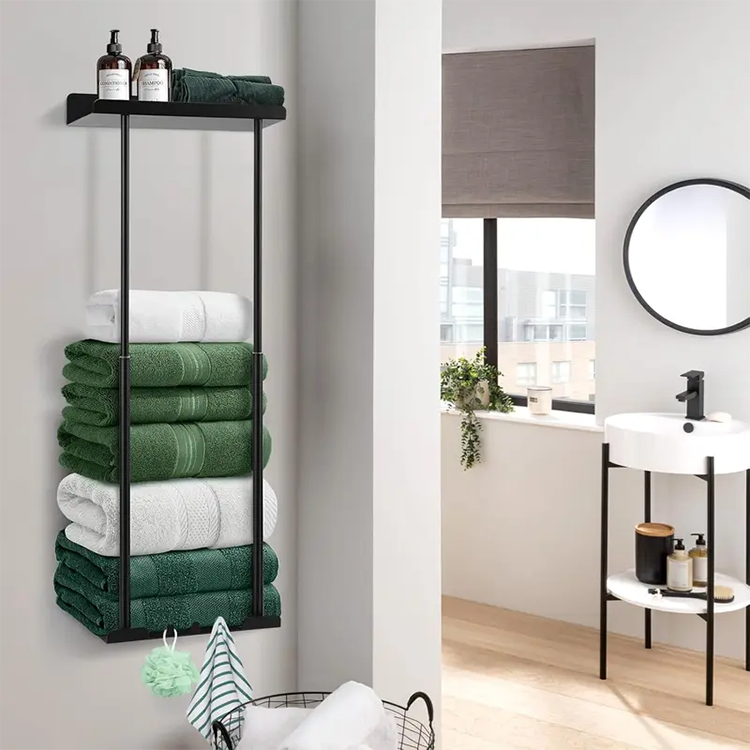 【⏳Limitiertes Angebot – 55 % Rabatt!!】🛁 Ausziehbarer Badezimmer-Handtuchhalter – 38–75 cm höhenverstellbar, Kohlenstoffstahl, bohrerfreie Wandmontage