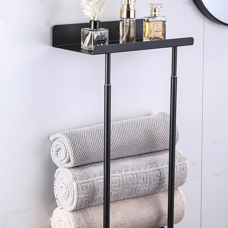 【⏳Limitiertes Angebot – 55 % Rabatt!!】🛁 Ausziehbarer Badezimmer-Handtuchhalter – 38–75 cm höhenverstellbar, Kohlenstoffstahl, bohrerfreie Wandmontage