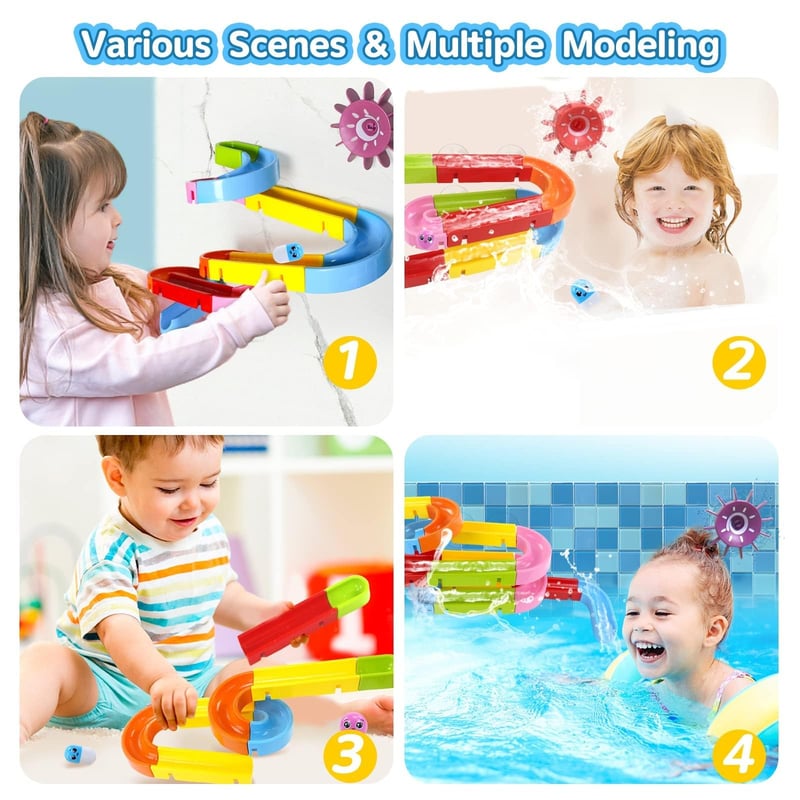 🛁Interaktives Badewannen-Rutschbahn-Set – Kleinkind-Badespielzeug