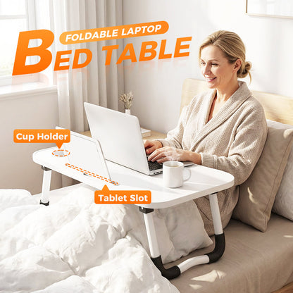 🛏️ 50% RABATT! Klappbarer Laptop-Betttisch mit Getränkehalter – Frühstück, Arbeiten & Filme im Bett – Stabil, leicht & platzsparend ✨