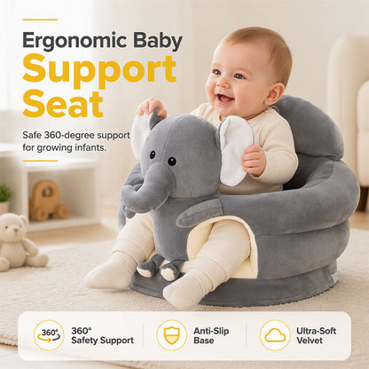 ✨50% Rabatt✨🐻 Cartoon‑Baby‑Stützsofa – Anti‑Roll‑Sitzsessel für Babys mit stabiler Rückenlehne, weicher Plüsch‑Bodensitz für Kleinkinder