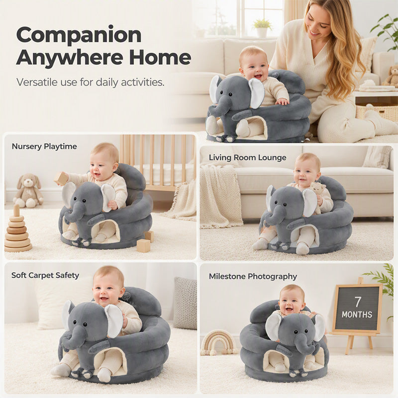 ✨50% Rabatt✨🐻 Cartoon‑Baby‑Stützsofa – Anti‑Roll‑Sitzsessel für Babys mit stabiler Rückenlehne, weicher Plüsch‑Bodensitz für Kleinkinder