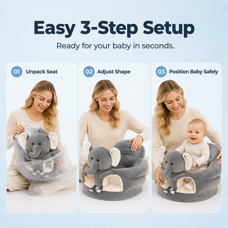 ✨50% Rabatt✨🐻 Cartoon‑Baby‑Stützsofa – Anti‑Roll‑Sitzsessel für Babys mit stabiler Rückenlehne, weicher Plüsch‑Bodensitz für Kleinkinder