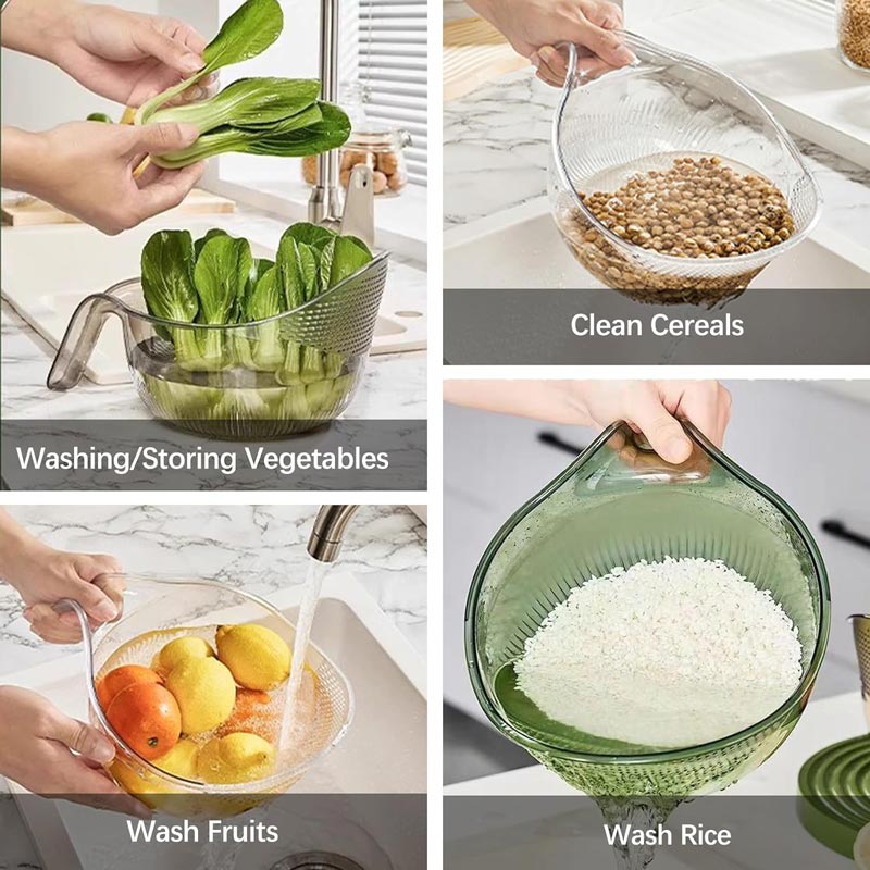 🍚 Reis waschen, ohne dass ein Körnchen verloren geht – feinmaschiges Sieb mit Griff.