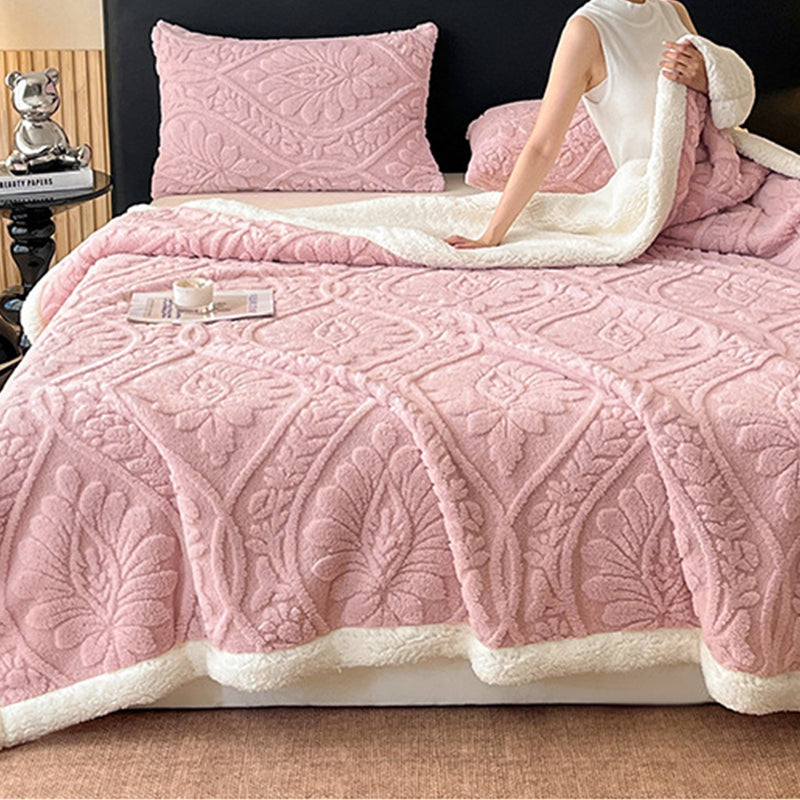 🌸🛋️ Kuschelige Teddy-Decke mit Blumenmuster – Weiche und warme Wohndecke für Sofa und Bett