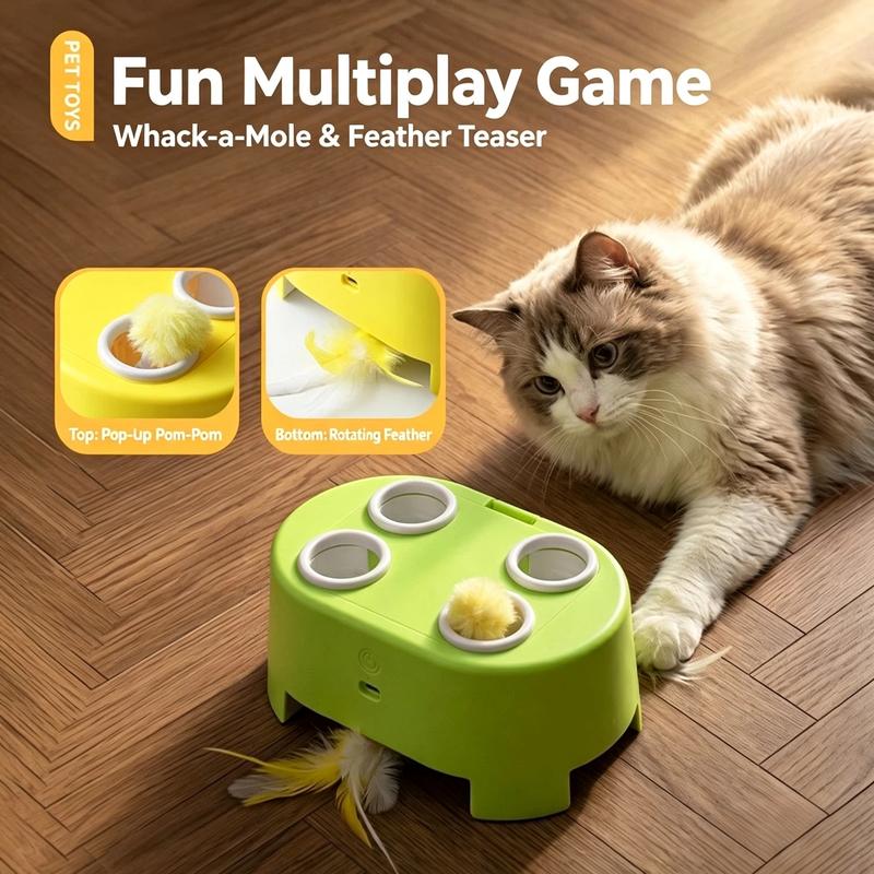 🐾💫 Interaktives Katzenspielzeug – 50% RABATT! Pop-up & rotierendes Doppelspiel, leiser Motor, bissfest – endloser Jagdspaß. 🎯