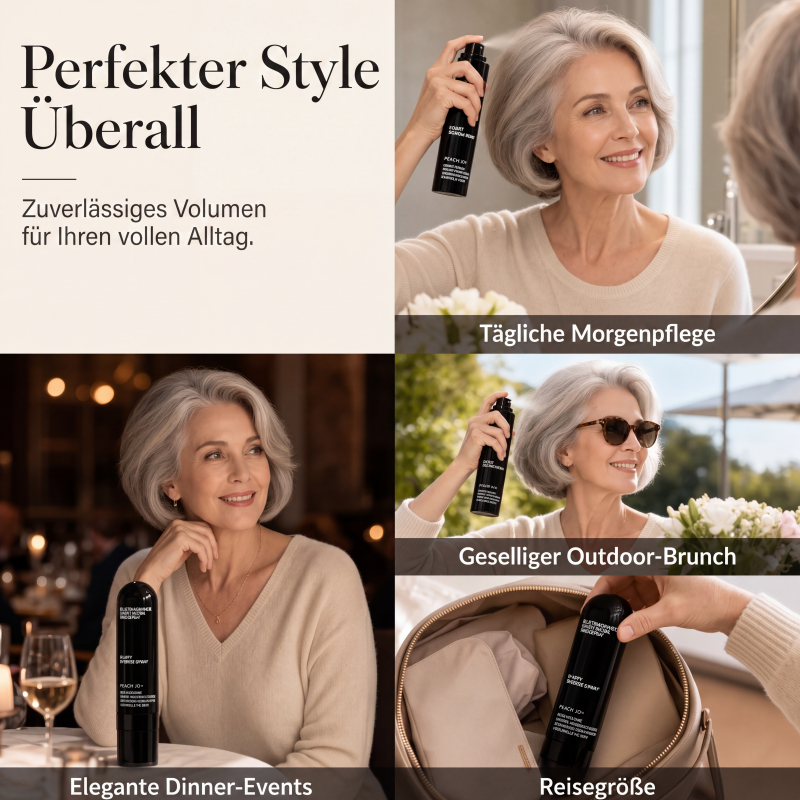 🎉Zeitlich begrenzt 💥3 kaufen, 2 gratis dazu💇🏻‍♀️Von Friseuren empfohlen! 🔥Styling in 3 Sekunden! Mühelos fluffige und elegante Frisuren kreieren! 👩 Volumen- und Festigungsspray mit Pfirsichduft