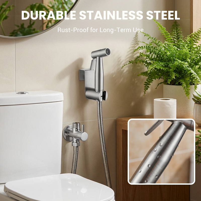 WC-Handbrause Set aus Edelstahl – Bidet-Sprühset für die Toilette