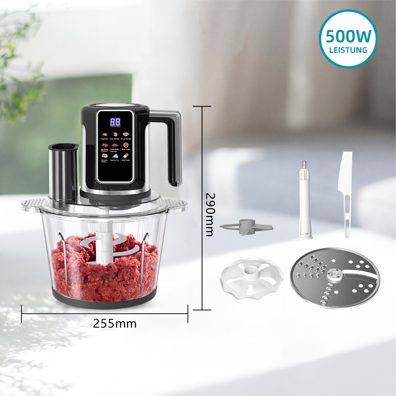 Multifunktionaler Food Processor mit Touch-Bedienung und Glasschüssel