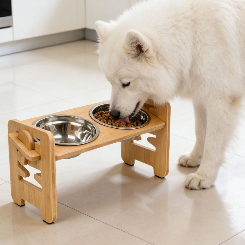 🐾🎋 Höhenverstellbarer Bambus Futterständer für Hunde – 6 Stufen für gesunde Verdauung & Gelenkschonung | Premium Qualität