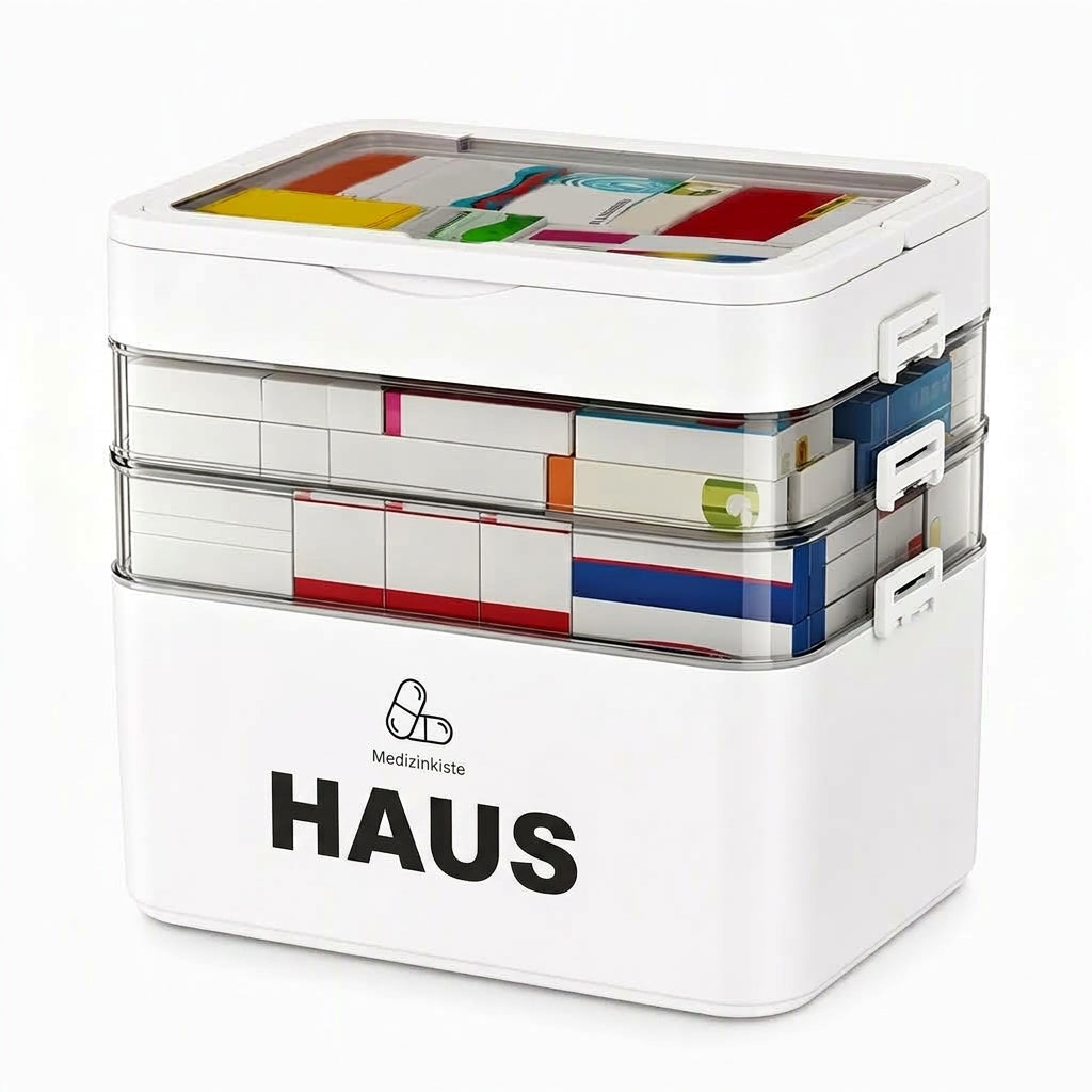 💊 Große Medikamenten-Aufbewahrungsbox aus Kunststoff – Mehrlagig, unterteilt & tragbar für Haushalt & Notfall ✨