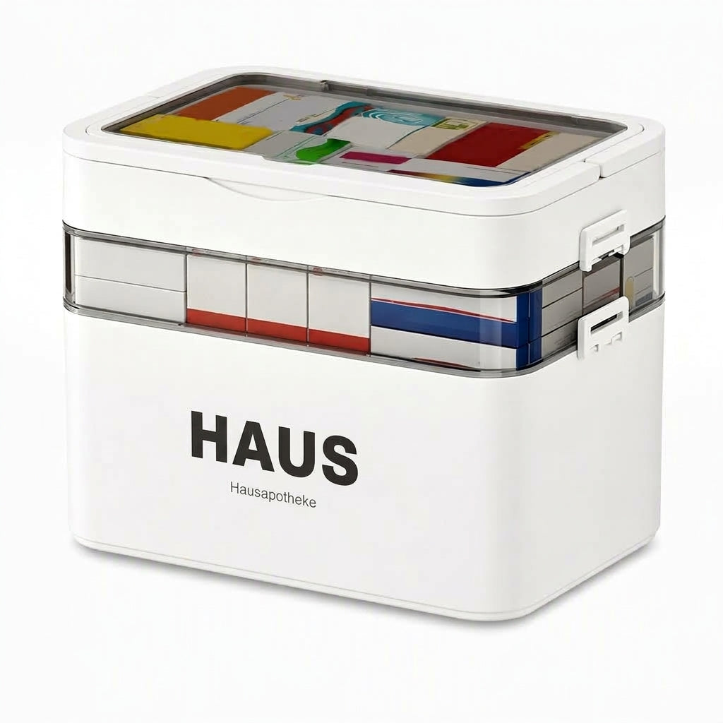 💊 Große Medikamenten-Aufbewahrungsbox aus Kunststoff – Mehrlagig, unterteilt & tragbar für Haushalt & Notfall ✨