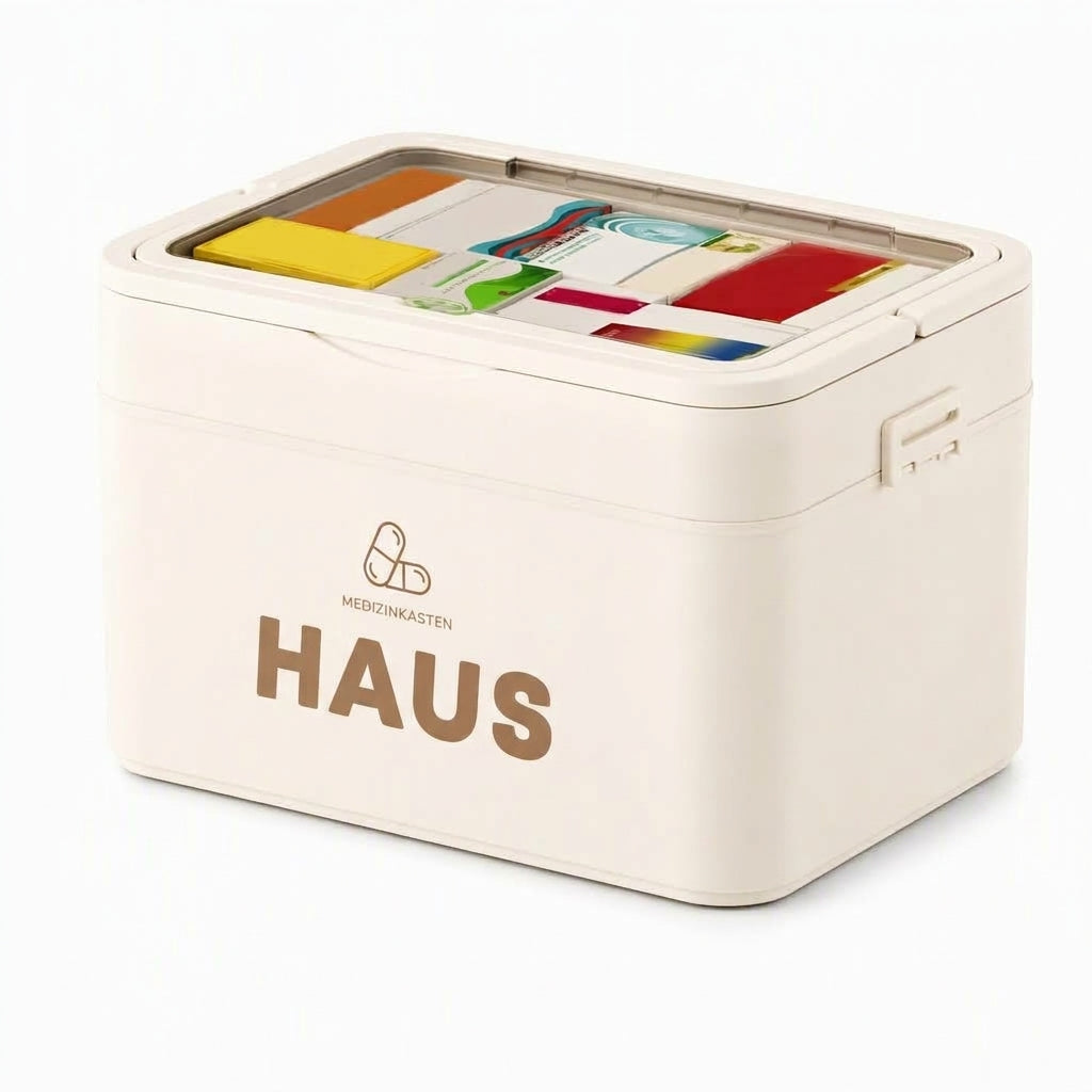 💊 Große Medikamenten-Aufbewahrungsbox aus Kunststoff – Mehrlagig, unterteilt & tragbar für Haushalt & Notfall ✨
