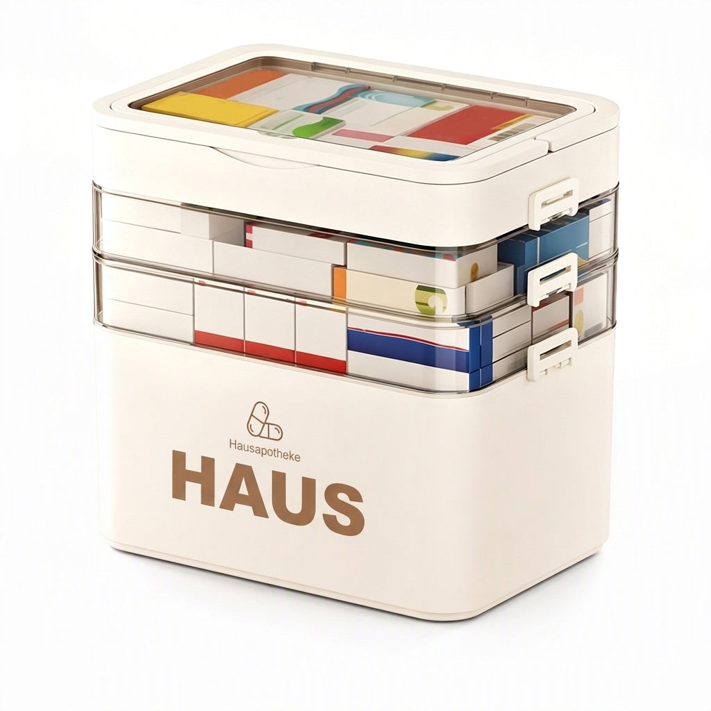 💊 Große Medikamenten-Aufbewahrungsbox aus Kunststoff – Mehrlagig, unterteilt & tragbar für Haushalt & Notfall ✨
