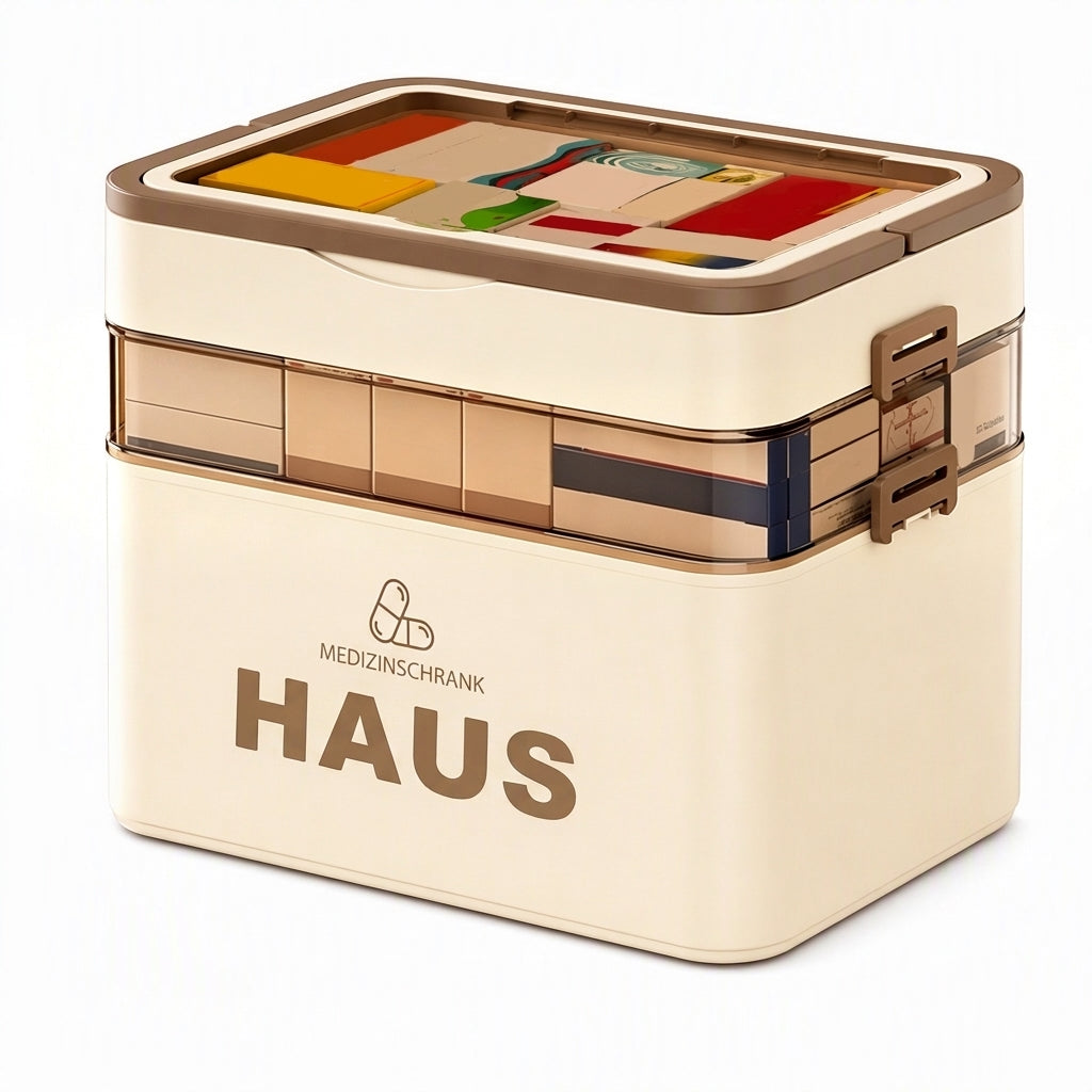 💊 Große Medikamenten-Aufbewahrungsbox aus Kunststoff – Mehrlagig, unterteilt & tragbar für Haushalt & Notfall ✨