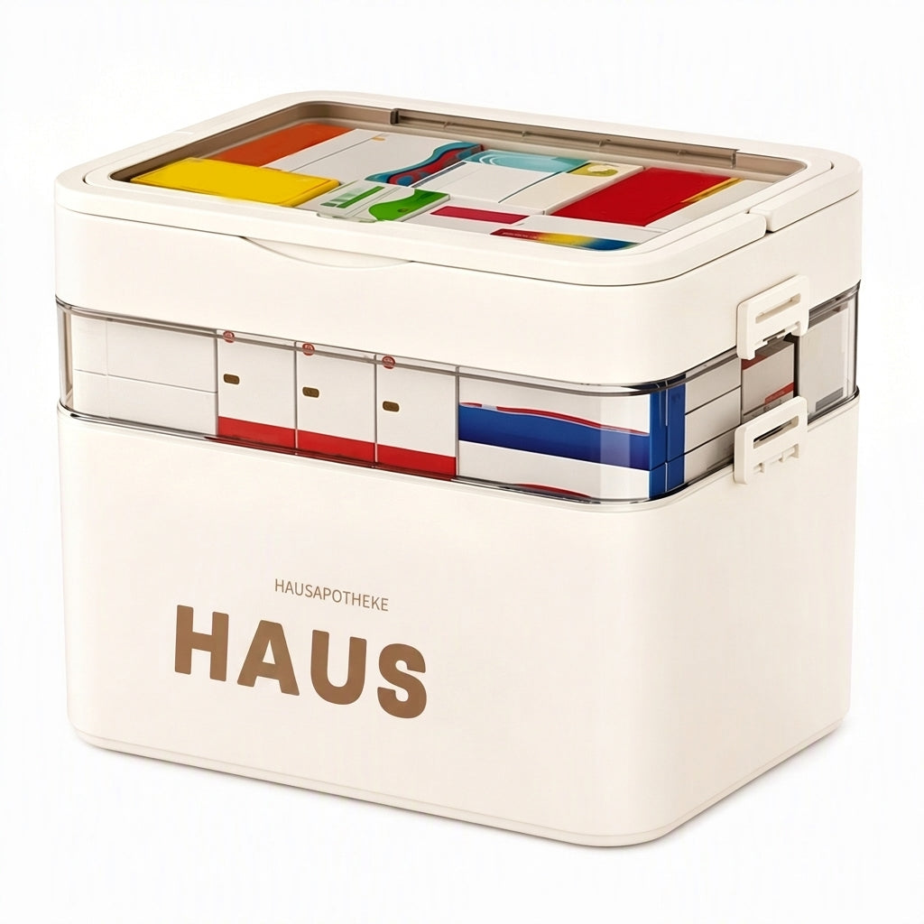 💊 Große Medikamenten-Aufbewahrungsbox aus Kunststoff – Mehrlagig, unterteilt & tragbar für Haushalt & Notfall ✨