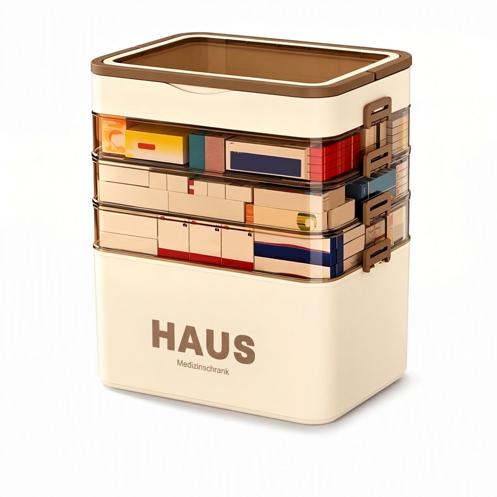 💊 Große Medikamenten-Aufbewahrungsbox aus Kunststoff – Mehrlagig, unterteilt & tragbar für Haushalt & Notfall ✨
