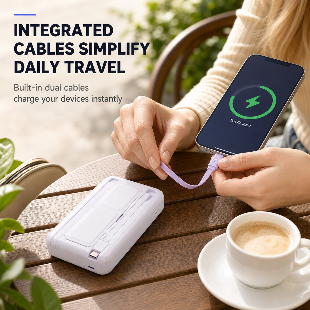 Magnetische kabellose Schnelllade-Powerbank mit integriertem Kabel und Ständer