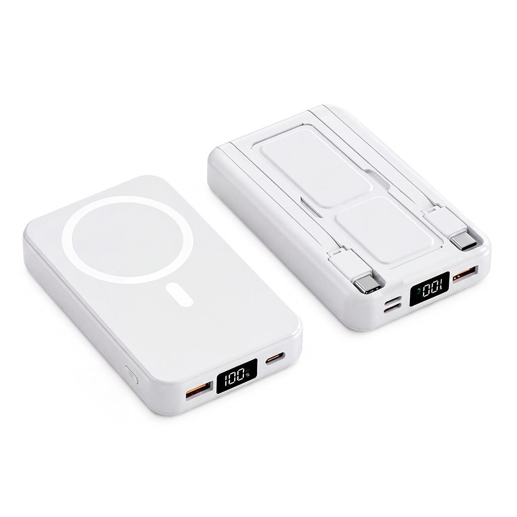 Magnetische kabellose Schnelllade-Powerbank mit integriertem Kabel und Ständer