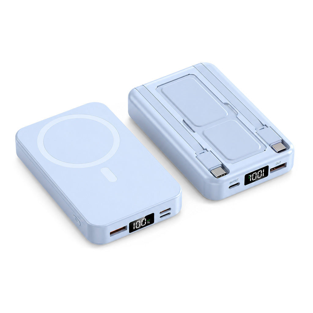 Magnetische kabellose Schnelllade-Powerbank mit integriertem Kabel und Ständer