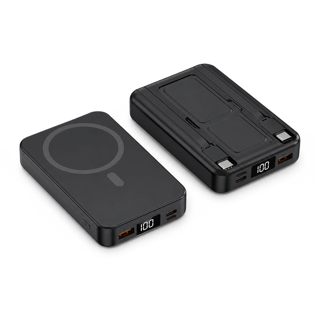Magnetische kabellose Schnelllade-Powerbank mit integriertem Kabel und Ständer