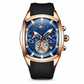 🕰️ Herren Tonneau Quarz-Chronograph mit skelettiertem Zifferblatt, Mondphase, Kalender & Silikonarmband