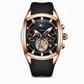 🕰️ Herren Tonneau Quarz-Chronograph mit skelettiertem Zifferblatt, Mondphase, Kalender & Silikonarmband