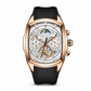 🕰️ Herren Tonneau Quarz-Chronograph mit skelettiertem Zifferblatt, Mondphase, Kalender & Silikonarmband