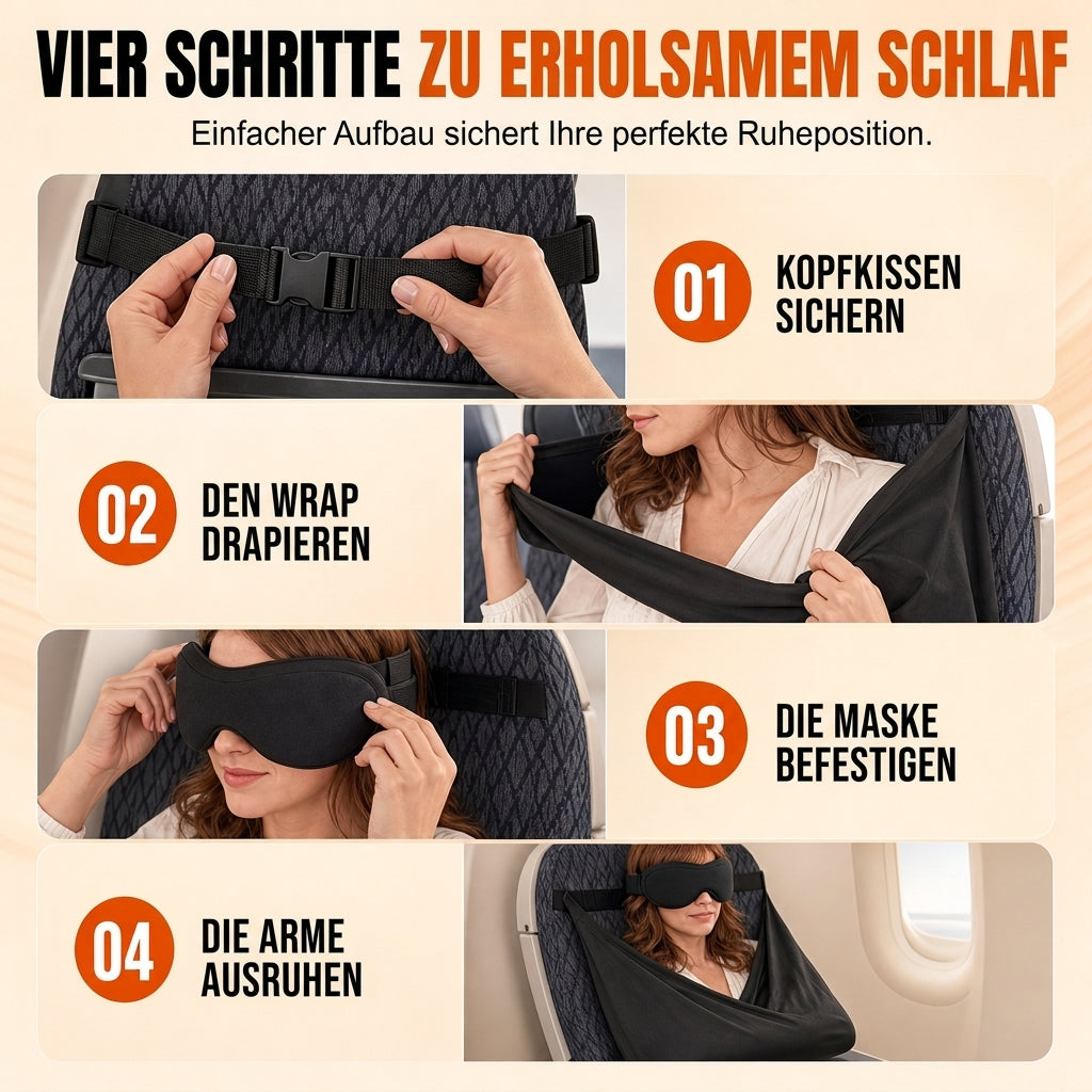 📢📢50% RABATT !!⏰Set aus integriertem Memory-Foam-Reisekissen und 3D-abdunkelnder Schlafmaske zur Nackenstütze auf Reisen