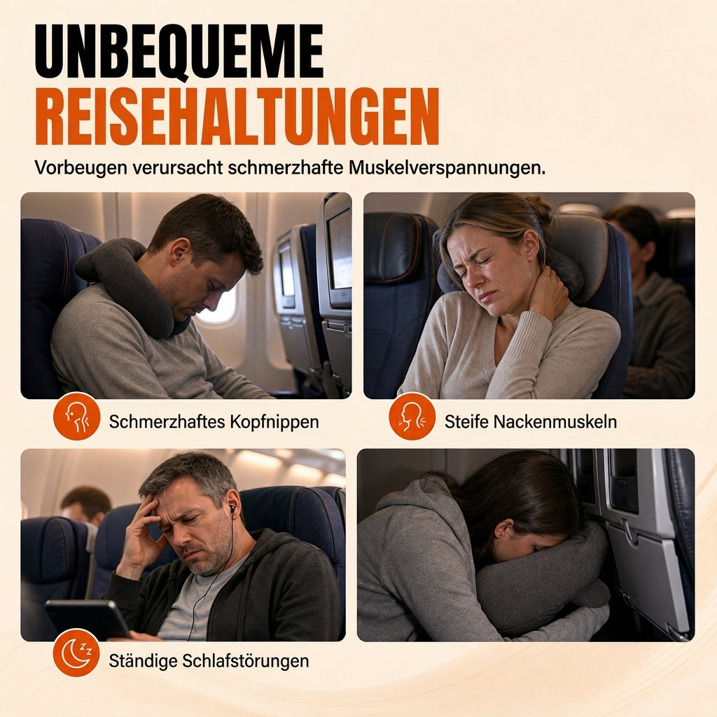 📢📢50% RABATT !!⏰Set aus integriertem Memory-Foam-Reisekissen und 3D-abdunkelnder Schlafmaske zur Nackenstütze auf Reisen