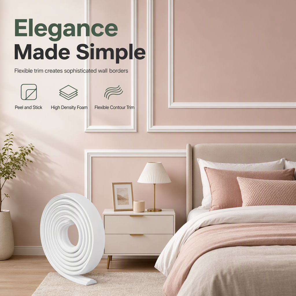 EVA Adhesive Decorative Molding Trim Strip for TV Background Wall Border and Ceiling 23mm Wide 3