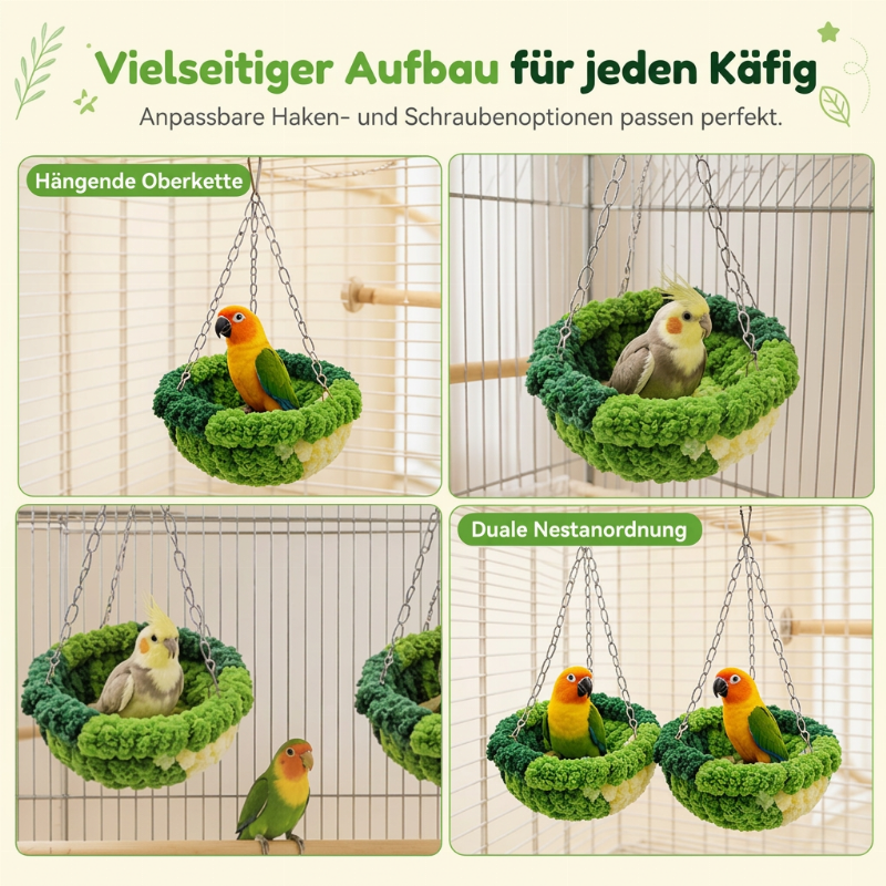 🎄NUR FÜR KURZE ZEIT: 50% RABATT!🕊️Vogelnest Baumwollhängematte, warmer Schlafplatz & Schaukel für Papageien und Sittiche