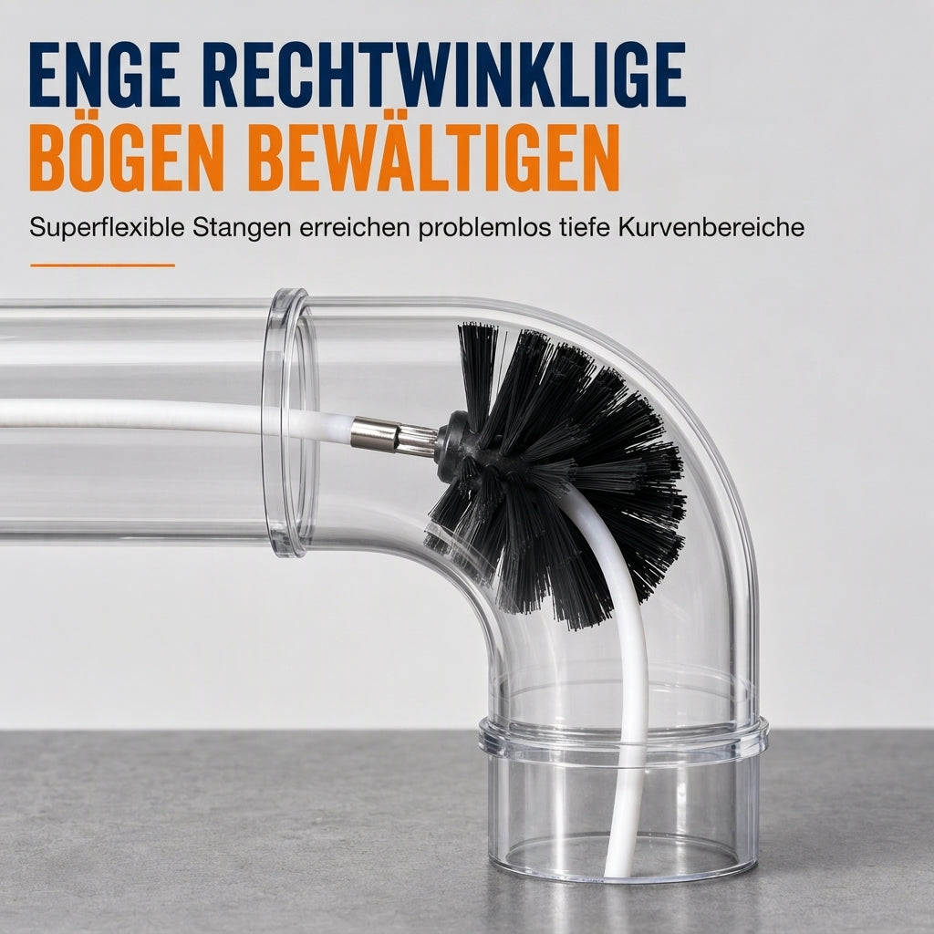 Rotierendes Reinigungsbürsten-Set für Kamine und Trocknerrohre mit flexiblen Stangen und Nylon-Bürstenkopf für die Reinigung von Heizkesseln und Rohren