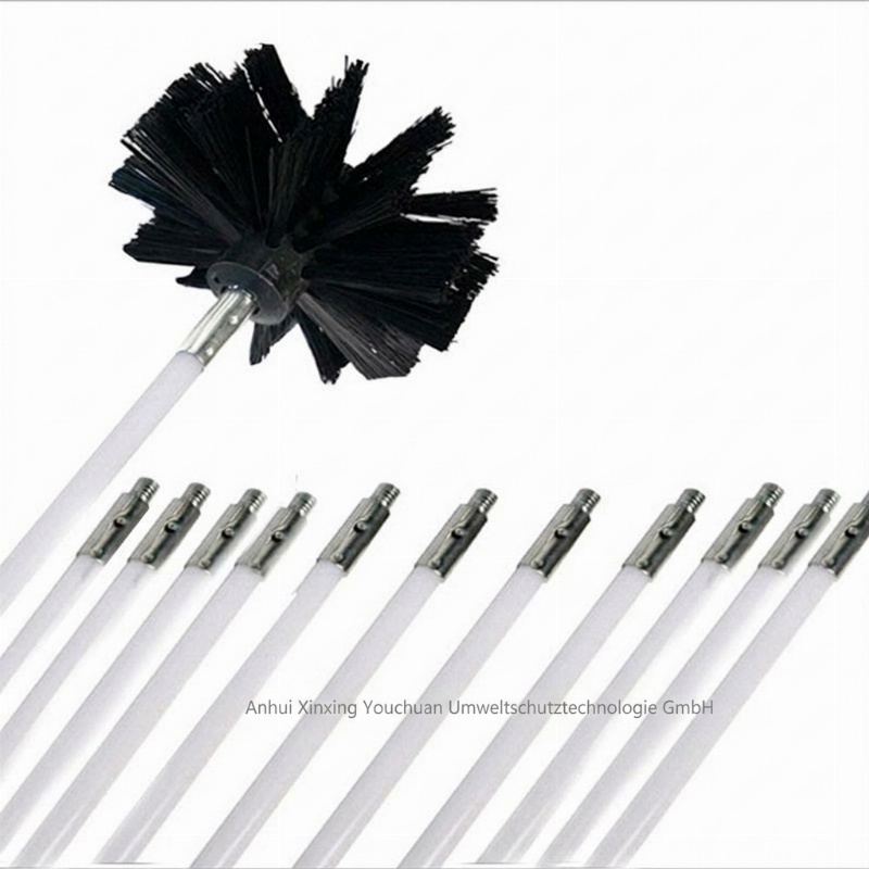 Rotierendes Reinigungsbürsten-Set für Kamine und Trocknerrohre mit flexiblen Stangen und Nylon-Bürstenkopf für die Reinigung von Heizkesseln und Rohren