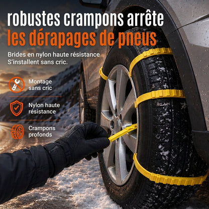 ❄️ BLITZANGEBOT: 50 % RABATT! Anti-Rutsch-Reifengurte – Mit multidirektionalen Nylon-Spikes, Befestigung für Schnee oder Schlamm, 5er- oder 10er-Set für mehr Grip beim Freifahren ✨