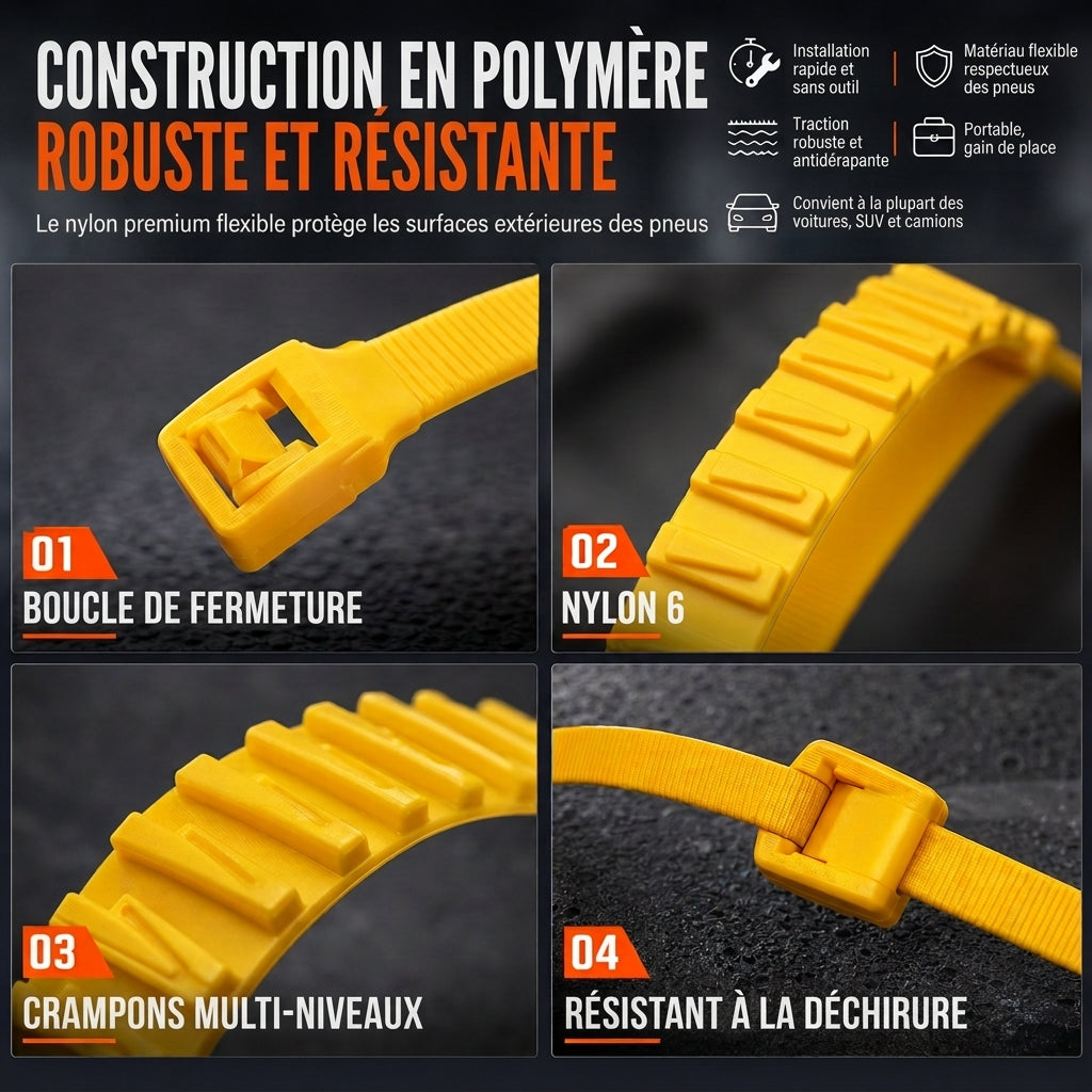 ❄️ BLITZANGEBOT: 50 % RABATT! Anti-Rutsch-Reifengurte – Mit multidirektionalen Nylon-Spikes, Befestigung für Schnee oder Schlamm, 5er- oder 10er-Set für mehr Grip beim Freifahren ✨