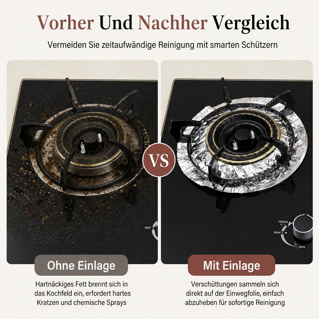 🔥 2+1 GRATIS ⏰ 10er-Set Hochleistungs-Folie Gasherd Brennerabdeckungen – Halten Sie Ihren Kochfeld sauber und geschützt mit tiefem Auffangbecken für Verschüttungen 🍳