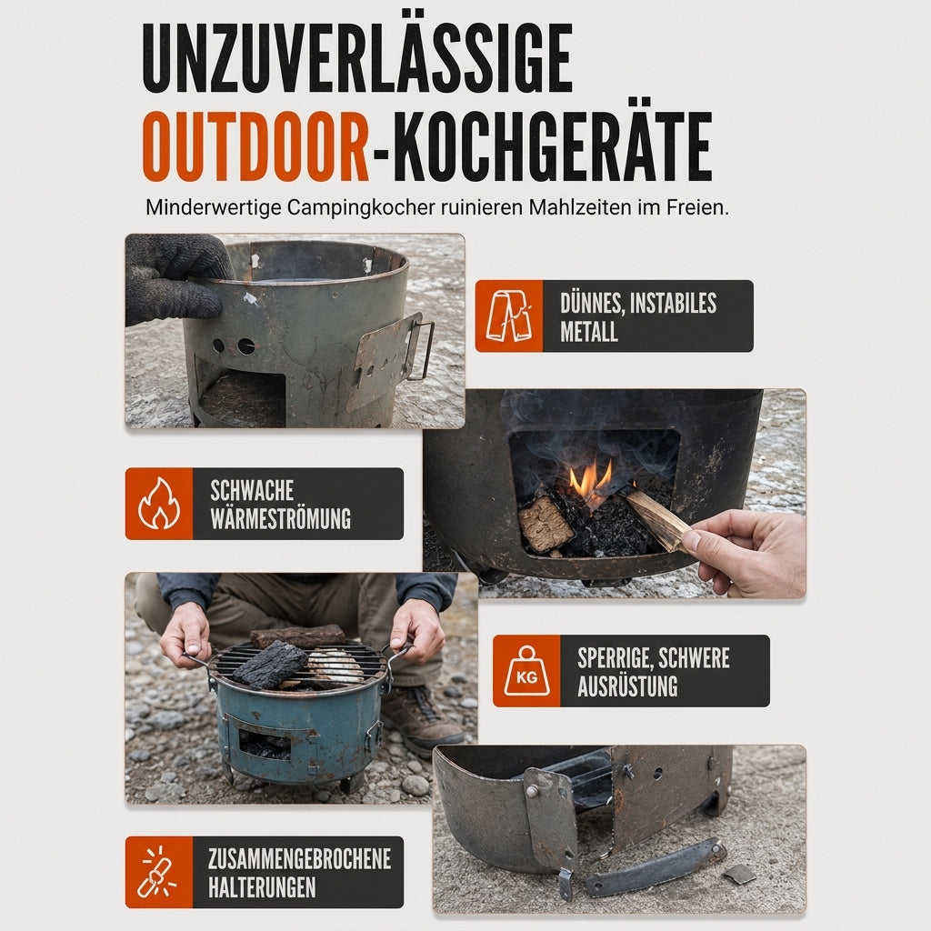 🔥 50 % RABATT! ⛺ Multifunktionaler tragbarer Holz- & Holzkohleofen – rostbeständig, Camping, BBQ & Heizung ✨