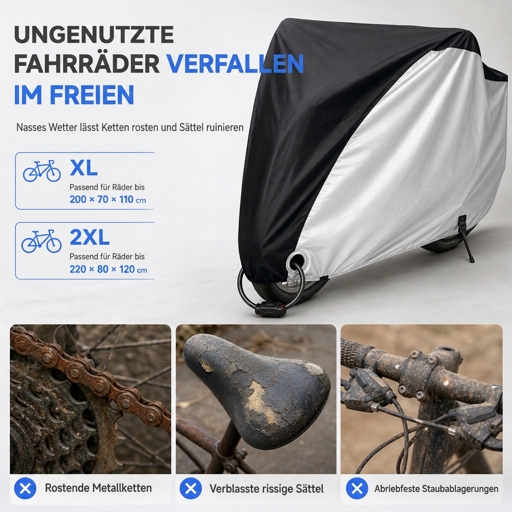 📢📢 50% RABATT !! ⏰ Wasserfeste und staubdichte 190T Fahrradabdeckung für den Außenbereich zum Schutz Ihres Fahrrads